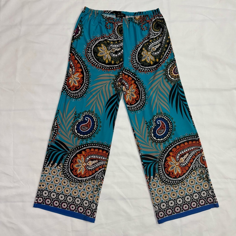 Mellisa Paige Wide Leg Paisley Print Pants Boho - Picture 3 of 11